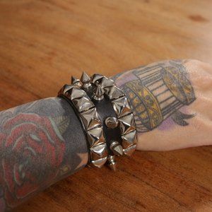 Handmade punk leather bracelet with spikes from the 90’s